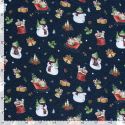 Tissu sweat Merry Christmas fond bleu marine