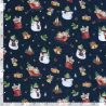 Tissu sweat Merry Christmas fond bleu marine