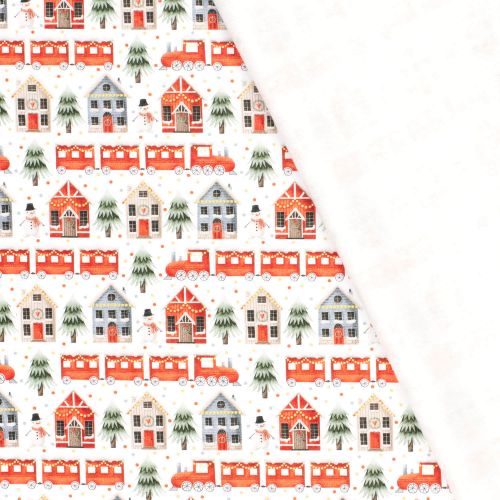 Tissu sweat Christmas trains fond blanc Tissu sweat Christmas trains fond blanc