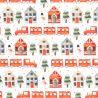 Tissu sweat Christmas trains fond blanc