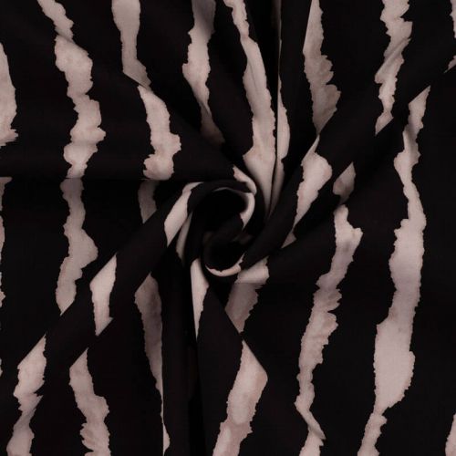Tissu twill viscose vagues sable fond noir Tissu twill viscose vagues sable fond noir