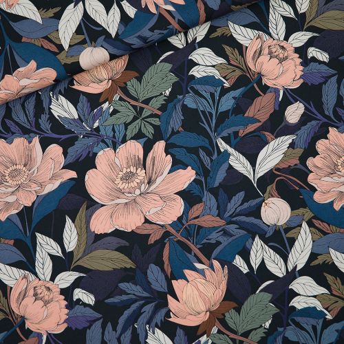 Tissu French Terry Pasture Rose noir See You at Six Tissu French Terry Pasture Rose noir See You at Six