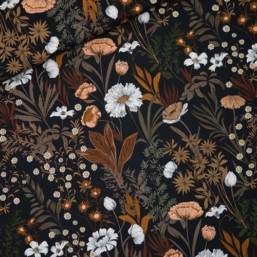 Tissu French Terry Evening Meadow noir See You at Six Tissu French Terry Evening Meadow noir See You at Six