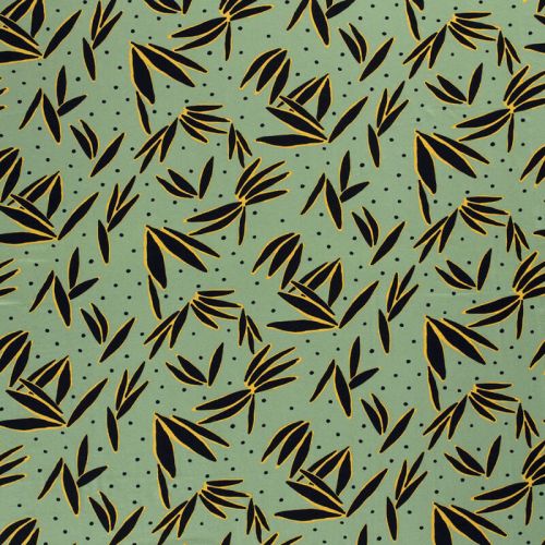 Tissu jersey viscose fleurs fond vert Tissu jersey viscose fleurs fond vert